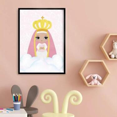 Imagem de Quadro Nossa Senhora Aparecida Baby Rosa 33x24cm Vidro Preta - Quadros