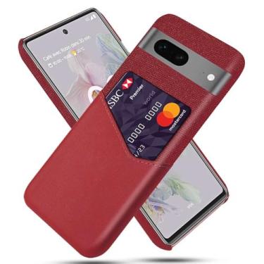 Imagem de Capa para Google Pixel 7a,Tela e tampa de couro PU,Anti-deslizante,Resistência à impressão digital,Caso de proteção de 360°com 1 slot de cartão atrás-Red