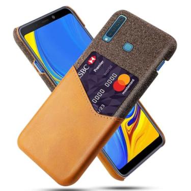 Imagem de Capa para Samsung Galaxy A9(2018),Tela e tampa de couro PU,Anti-deslizante,Resistência à impressão digital,Caso de proteção de 360°com 1 slot de cartão atrás-Brown