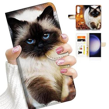 Imagem de Generic Para Samsung S24+, para Samsung Galaxy S24 Plus, capa carteira flip projetada para celular, A23218 gato do Himalaia