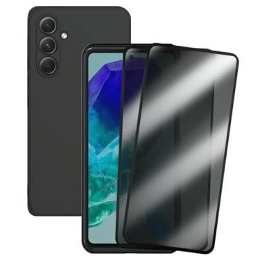 Imagem de Capa Protetora para Samsung Galaxy M55, Preta Premium com Proteção de Câmera + 2 Películas de Privacidade Anti-Spy