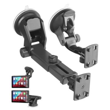 Imagem de 2 suportes Carplay, suporte de tela Carplay para Carpuride, 2 suportes para monitor de carro, suporte universal com ventosa de painel para Apple Car, suporte estéreo portátil, suporte de monitor de