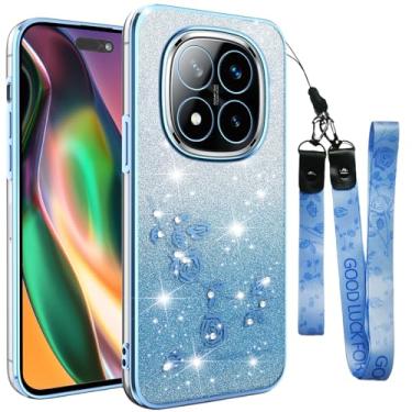 Imagem de Fofvccv Capa para Xiaomi Redmi Note 14 Pro+ Plus 5G com glitter com alça transversal para mulheres e meninas, capa feminina brilhante brilhante flores fofas capa floral para Redmi Note 14 Pro Plus YSS