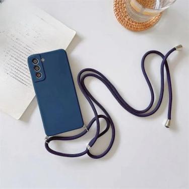 Imagem de Capa tiracolo com cordão para Samsung Galaxy A55 A35 A25 A15 A05 A05S A54 A14 A34 A24 A04E A04 A13 A33 A53 A23 A03 A03S, capa macia, azul marinho, para Samsung A33