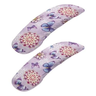 Imagem de SAJJWHHR Capas de apoio de braço para cadeira de escritório com estampa de mandala Boho com estampa de borboleta, capas elásticas para apoio de braço para cadeiras de escritório removíveis