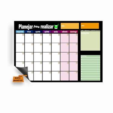 Imagem de Imã Lousa de Geladeira Planner Magnético Porta Recados - Planejamento Mensal Semanal 30x40cm