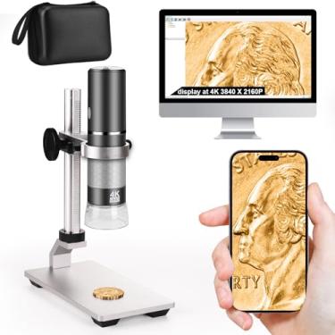 Imagem de Ninyoon Microscópio 4K com suporte profissional + capa para iPhone, Android, PC, microscópio digital USB 50-1000X, câmera HD para todos os celulares, iPad, Android, tablet, Windows, Mac, Chrome Linux