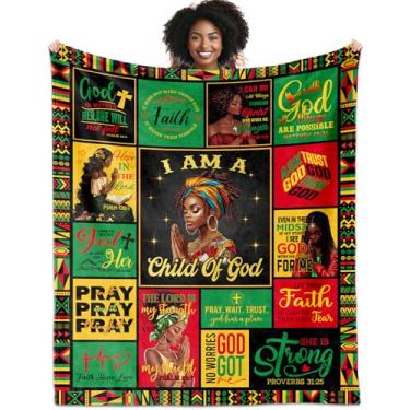 Imagem de YDAISCU Presentes cristãos afro-americanos para mulheres negras cobertor 152 x 127 cm, I Am a Child of God, presentes de confirmação de batismo para meninas, presente de aniversário inspirador para