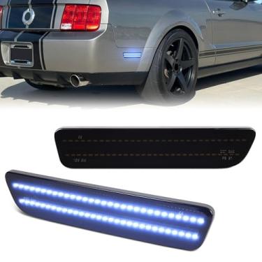 Imagem de Duas fileiras de luzes laterais de LED azul para Ford Mustang 2005-2009 refletores de para-choque traseiro, 2 lentes fumê