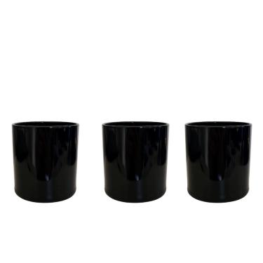 Imagem de Kit 3 Copos de Vidro Whisky Preto 230 ml