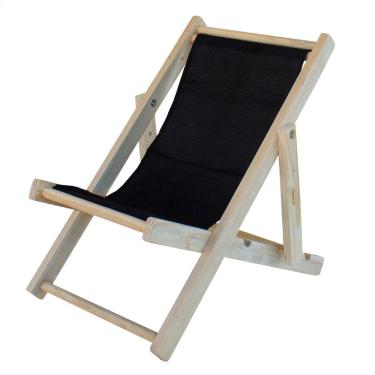 Imagem de Cadeira Espreguiçadeira Dobrável Infantil Madeira Maciça Natural com Tecido