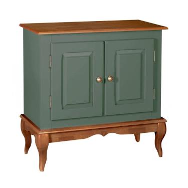 Imagem de Gabinete para Banheiro 2 Porta com Pés Luiz XV Dália 3050 Linz Móveis - Verde Musgo/Imbuia Glazer