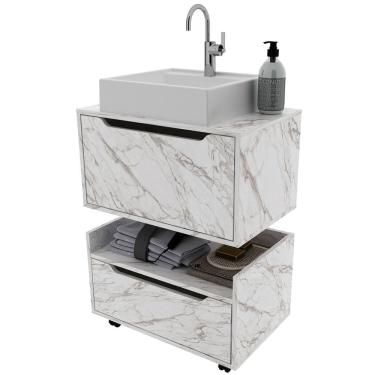 Imagem de Kit Balcão e Gabinete de Banheiro com Cuba 1 Porta 1 Gaveta