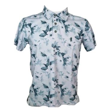 Imagem de Camiseta Polo Masculina Floral Branca Sglum M