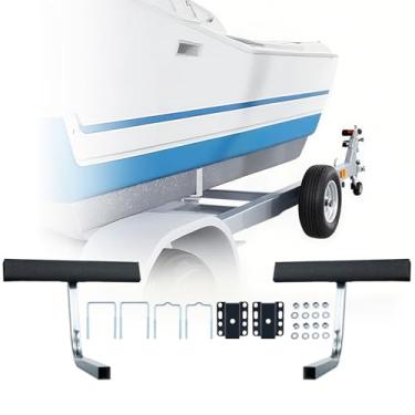 Imagem de Grade Boat Trailer Guide Ons - Poste ajustável de aço galvanizado resistente com mangas de PVC (101,6 cm/122 cm de altura) para barcos de pesca, veleiros e rebocadores - Design em forma de L/T à prova