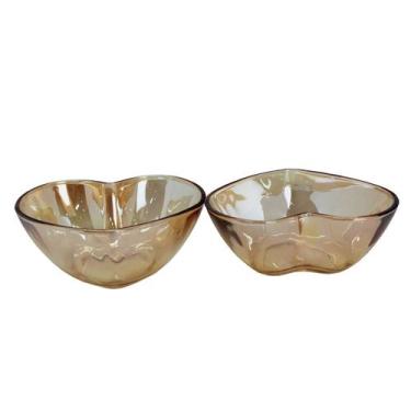 Imagem de Kit 2 Bowls De Vidro Coração Ambar Metalizado 280ml - Lila Home