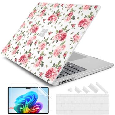 Imagem de Batianda Capa premium para laptop Microsoft Surface de 13,8 polegadas Copilot+ PC 2024 (7ª edição) Série Flor durável, resistente a arranhões, fácil instalação, com capa de teclado e protetor de tela