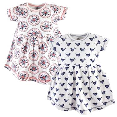 Imagem de Luvable Friends Hudson Baby Vestidos de manga curta 2 unidades, Explosão floral, 4 Anos