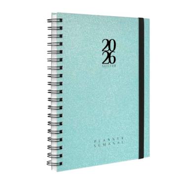 Imagem de Agenda 2026 Planner Semanal Plus Solid Glitter Cores Verde Oceano