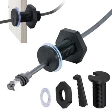 Imagem de Dikiwodark Passagem de cabo RV de 2 peças para Starlink Mini, ilhó de cabo RV compatível com Starlink, Ethernet, coaxial, resistente à água e roteamento de cabo RV antiqueda (preto)