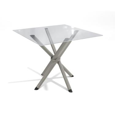 Imagem de Mesa Volga Níquel Com Tampo De Vidro Incolor 90cm