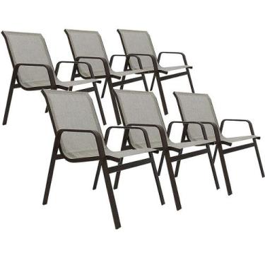 Imagem de Kit 6 Cadeiras Alumínio Piscina Lótus Tela Sling para Condomínio Casa 