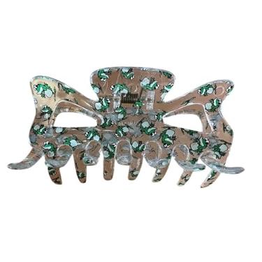 Imagem de Presillha Piranha para Cabelo Grande Transparente Sapinho Verde claro Luxo