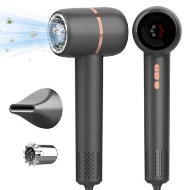 Imagem de Secador de cabelo – Motor sem escova de 110.000 RPM para secagem rápida, secador iônico negativo de alta velocidade com bocal magnético, visor LED e módulo de aroma para viagens, salão de beleza