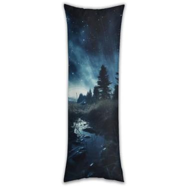 Imagem de Capa de travesseiro de corpo floresta céu noturno ultramacia respirável longa fronha 137.2 cm x 50.8 cm fronha decorativa com zíper oculto fronhas para sofá de quarto