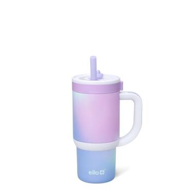 Imagem de Ello Oasis Copo infantil de aço inoxidável de 400 ml com alça e canudo retrátil, 100% à prova de vazamento, isolamento a vácuo de parede dupla, garrafa de água infantil para escola, livre de BPA