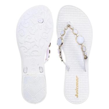 Imagem de Sandália Feminina Chinelinho Para O Verão Com Pedras Branco - Parishoe