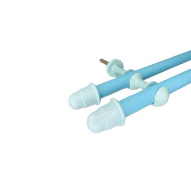 Imagem de Varão de cortina de Aço 2,0 metros Duplo 19mm fino Bastão de cortina Ferro Varão Duplo(Azul)