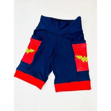 Imagem de bermuda para ciclista da mulher maravilha - Nascer dos Sol, Azul com o