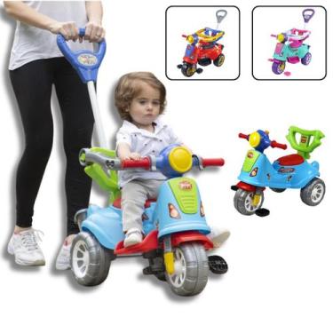Imagem de Triciclo Carrinho Infantil Moto Passeio Bebê De Empurrar Menino Menina
