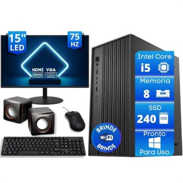 Imagem de  Computador Office Completo Intel Core I5 8Gb SSD 240Gb Monitor 15 Caixa de Som
