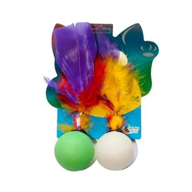 Imagem de Brinquedo Plumas e Penas Bolinha Fishing para Gatos - Cores Sortidas - 2 un