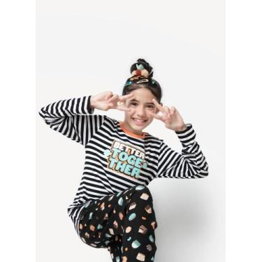 Imagem de Pijama Manga Longa Puket Menina Viscolycra Better Together Preto 1 a 6