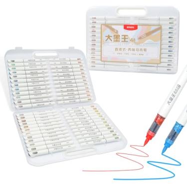 Imagem de M&G Marcadores de tinta acrílica de 48 cores, conjunto de canetas de tinta acrílica com ponta de pincel, marcador à base de água de alta capacidade, materiais de arte para colorir livros, desenho