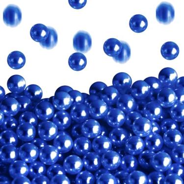 Imagem de 1100 peças de pérolas azuis escuras de 8 mm para armários de cômoda, pérolas abdominais polidas sem furos para enchimento de vasos, dispersão de mesa, festas de aniversário, Natal, banheiros,