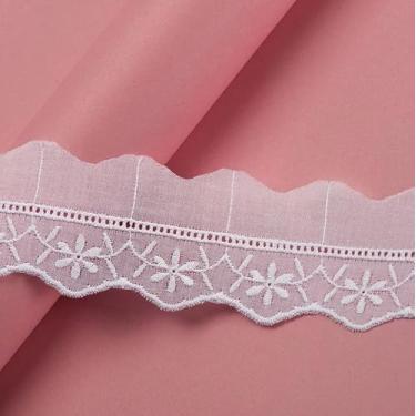 Imagem de Bordado Inglês de Algodão ArtePunto Aviamento Renda Lese Peça Fechada Vários Modelos (Branco, BA028 (3,5cm))