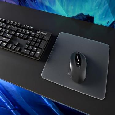 Imagem de Mouse pad para jogos de vidro temperado com superfície microgravada em favo de mel, deslizamento ultra-suave, impermeável, resistente a arranhões, antiderrapante, almofadas de silicone ajustáveis para