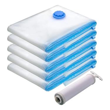 Imagem de Saco À Vácuo Viagem Mala 50 X 60 Cm Kit 05 Un + Bomba