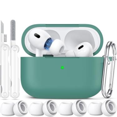 Imagem de Joremx Capa compatível com Airpods Pro 2 2023/2022/2019 com kit de limpeza, capa de proteção de silicone para AirPod Pro com pontas auriculares para mulheres e homens, capa para Airpods Pro 2ª/1ª