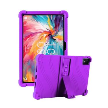 Imagem de Fannayipin Capa infantil de silicone macio com suporte de PC para TCL TAB 10 NXTPAPER 5G (9199S) Tab 10 Gen 2 (8196G/8496G), 10,4 polegadas (roxo)