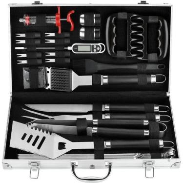 Imagem de Conjunto de acessórios para churrasqueira POLIGO 26PC com estojo de al