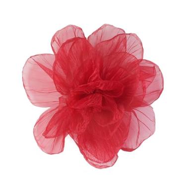 Imagem de Broche grande de flor de rosa de organza exagerada para mulheres elegante tecido floral grandes alfinetes de lapela vestido banquete terno roupas acessórios festa de casamento moda joias 190 mm, 20mm