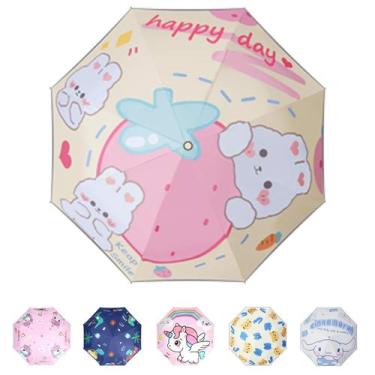 Imagem de Guarda-chuva Hannstar Kids dobrável à prova de vento anti-UV com refle