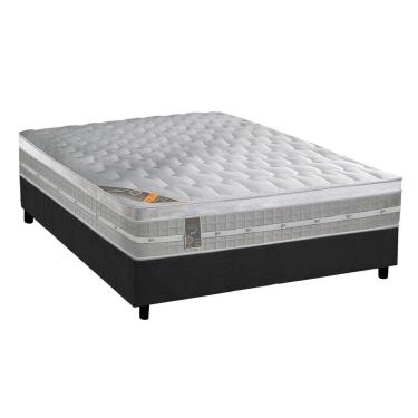 Imagem de Cama Box Casal: Colchão Molas Pocket Ensacadas Castor Premium Gel + Base CRC Suede Gray...