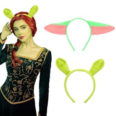 Imagem de Ncozwo Tiara de orelhas de monstro verde fofa para Halloween, orelhas de alienígena, argola de pelúcia, orelhas de animais e chifres, acessório para cabeça de monstro alienígena para festas de