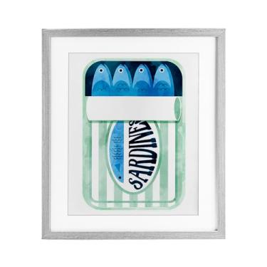 Imagem de Stupell Industries Sardinhas em Lata Listrada Impressão Emoldurada Cinza Design sob Vidro por Lil' Rue, 40,6 x 33,5 cm